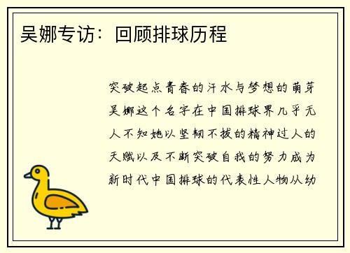 吴娜专访：回顾排球历程